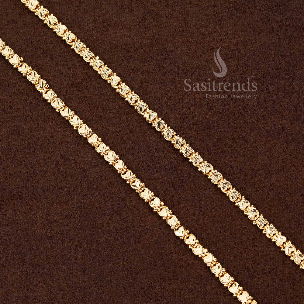 Charming micro gold plated heart motif chain crafted in 24K pure gold finish, ideal for cultural festivities and elegant traditional dressing – Sasitrends