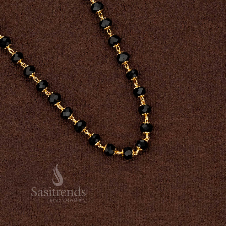 Dazzling micro gold plated black beads chain featuring antique ball accents, perfect to wear for festive temple ceremonies and cultural gatherings – Sasitrends