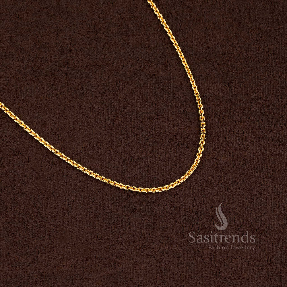 Splendid Thick One Gram Gold Plated Box Chain With Dazzling Gold Tone For Celebrations And Classic Style - Sasitrends