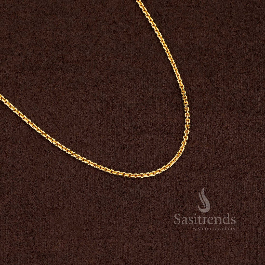 Splendid Thick One Gram Gold Plated Box Chain With Dazzling Gold Tone For Celebrations And Classic Style - Sasitrends