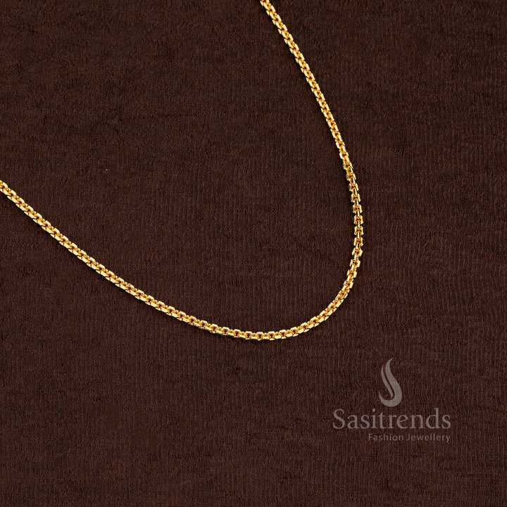 Splendid Thick One Gram Gold Plated Box Chain With Dazzling Gold Tone For Celebrations And Classic Style - Sasitrends