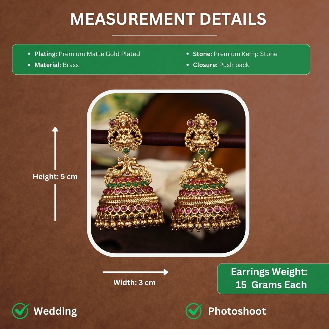 Matte Gold Plated Earrings Measurement Image - Sasitrends