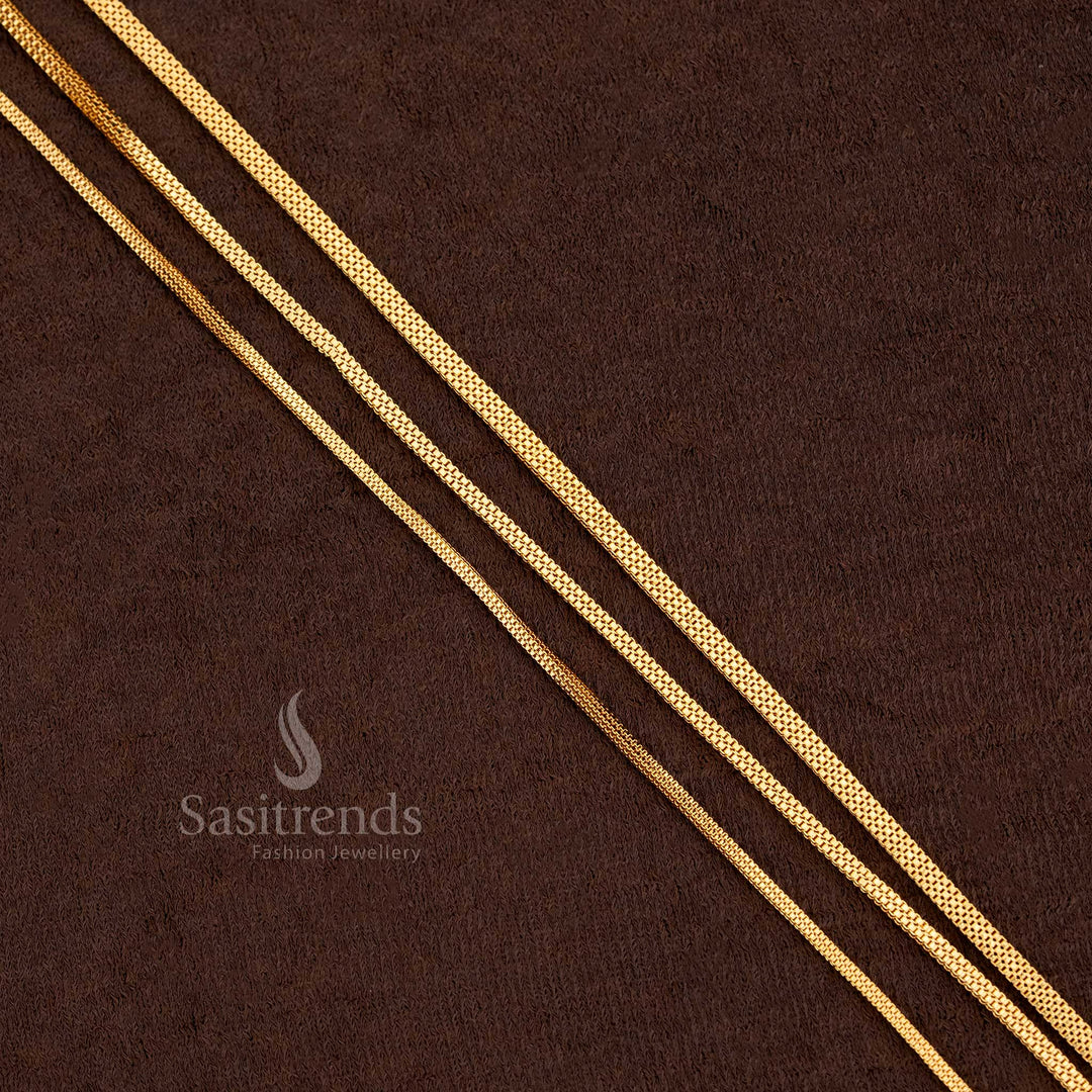 Traditional Micro Gold Plated Box Chain Medium Design With Glossy Finish Ideal For Ceremonial Use And Cultural Occasions - Sasitrends
