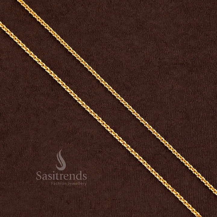 Majestic Thick Micro Gold Plated Box Chain With Opulent Lustre For Festive And Ethnic Attire - Sasitrends