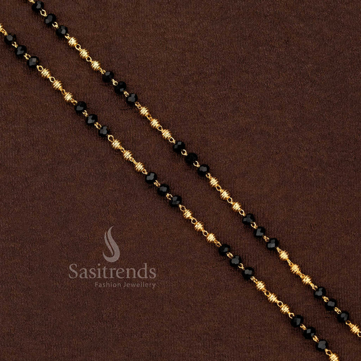 Charming micro gold plated black beads chain with antique ball pattern, perfect to wear for cultural occasions and family functions – Sasitrends