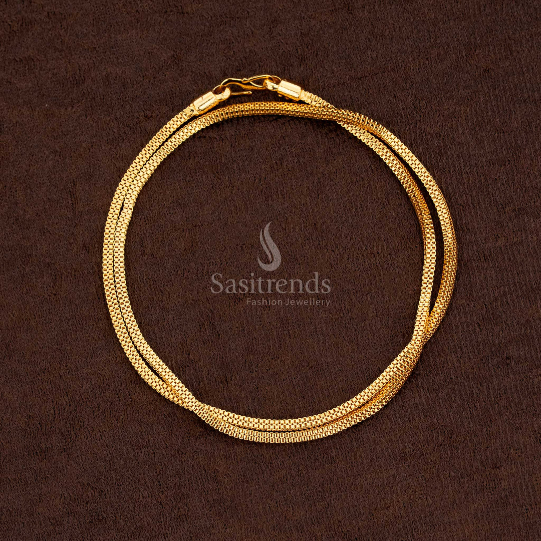Traditional Micro Gold Plated Box Chain Medium Size With Gold Like Glow Ideal For Festivals And Community Functions - Sasitrends