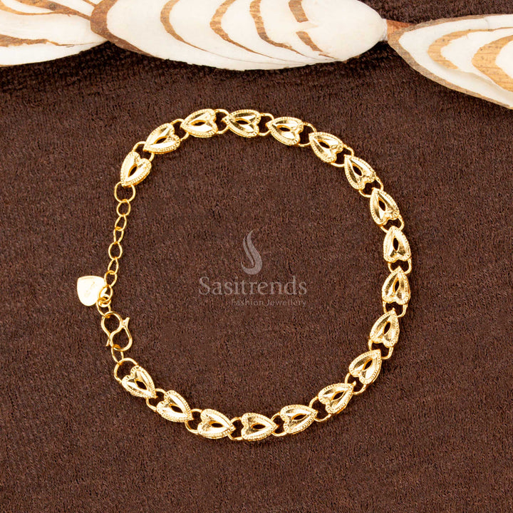 Graceful one gram gold plated bracelet with exquisite detailing, a must-have bridal and festive jewellery piece for sarees and ethnic outfits - Sasitrends