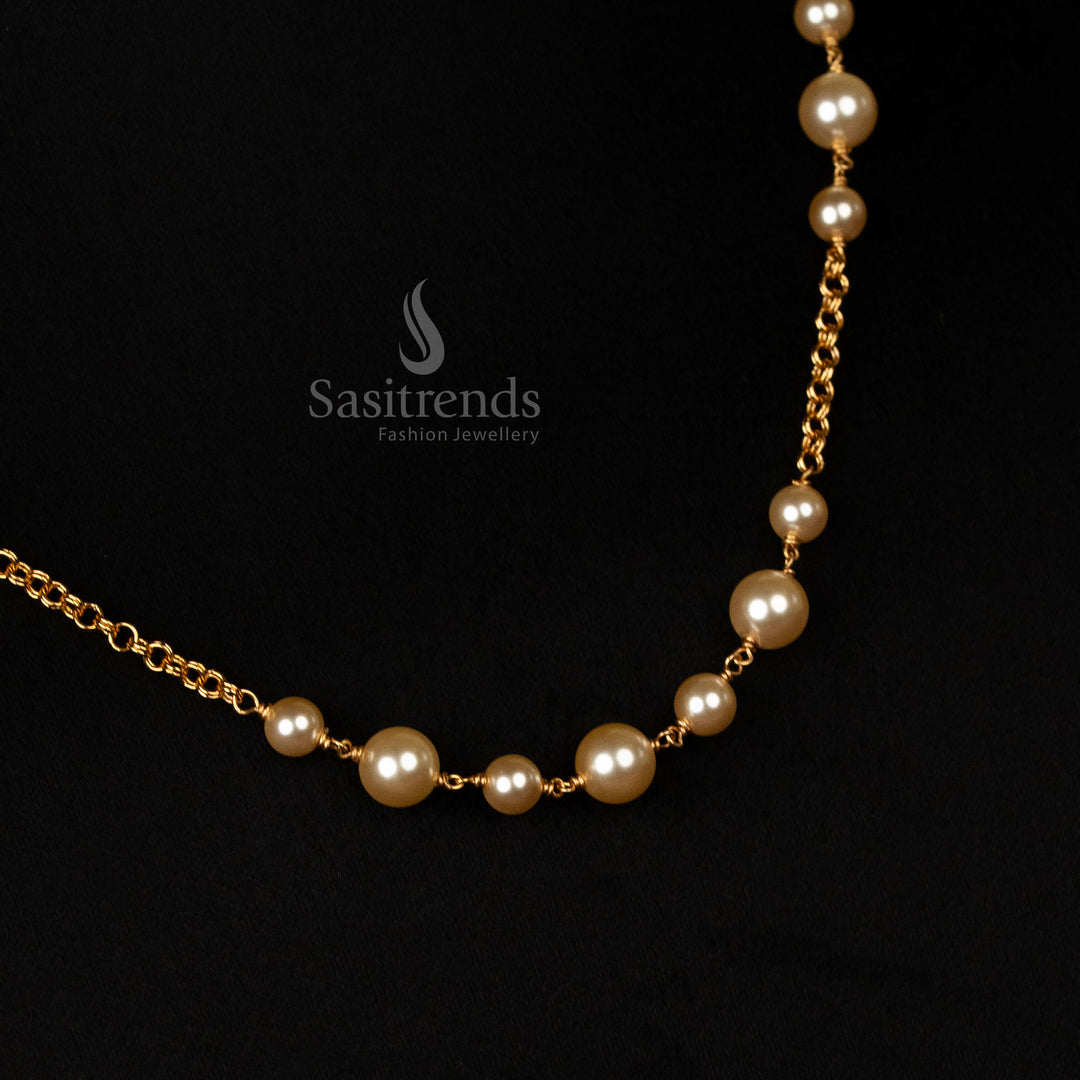 High-Quality Alternating Pearl Mala Necklace for Temple and Festive Wear - Sasitrends