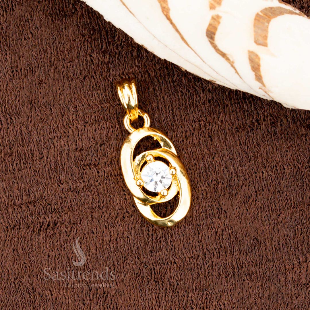 Micro Gold Plated Oval Twist AD Pendant with Center Stone – Sasitrends