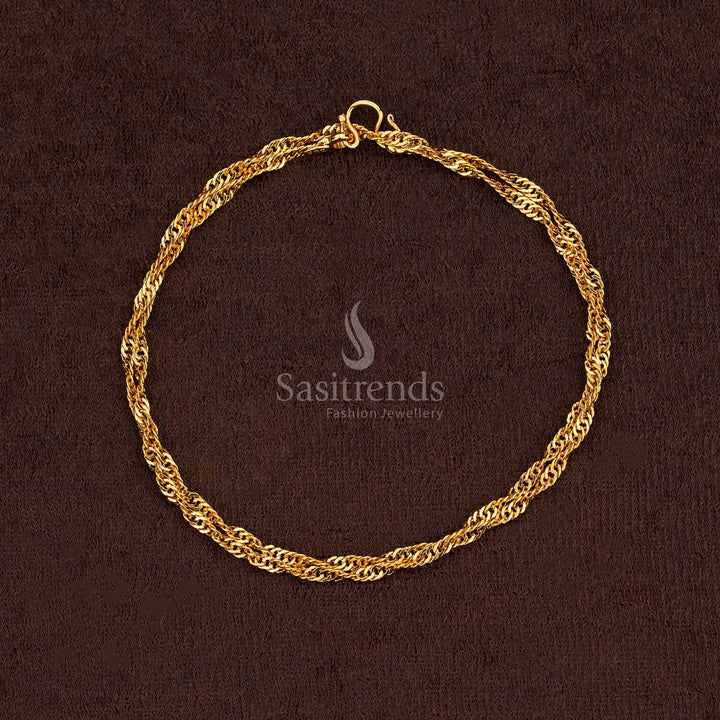 Gorgeous one gram micro gold plated thick 18 Inches twisted rope chain - Sasitrends