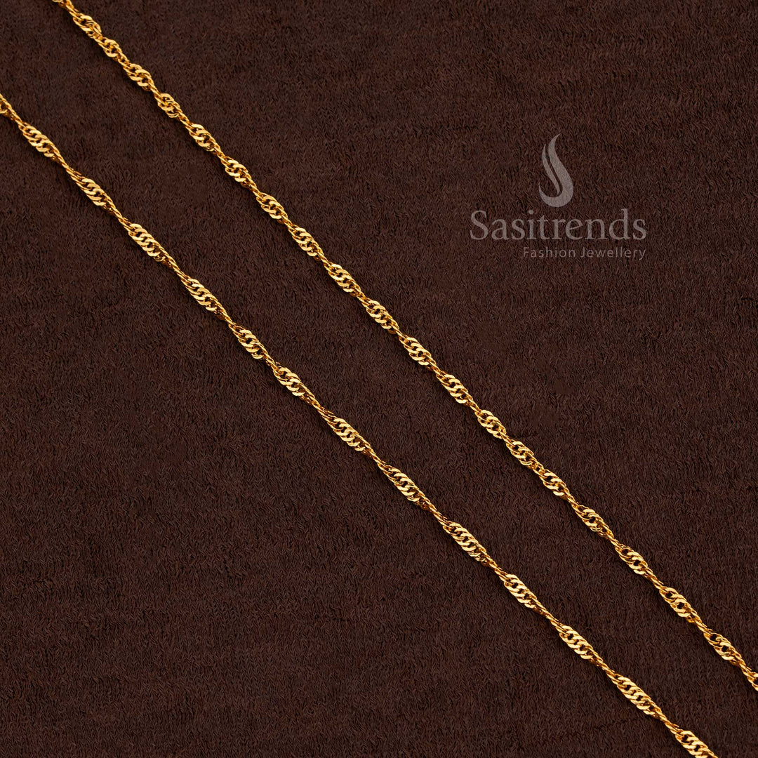 Attractive one gram micro gold plated thick 18 Inches twisted rope chain - Sasitrends