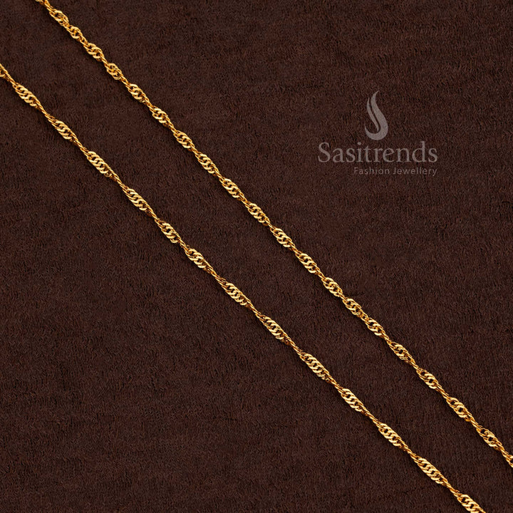 Attractive one gram micro gold plated thick 18 Inches twisted rope chain - Sasitrends