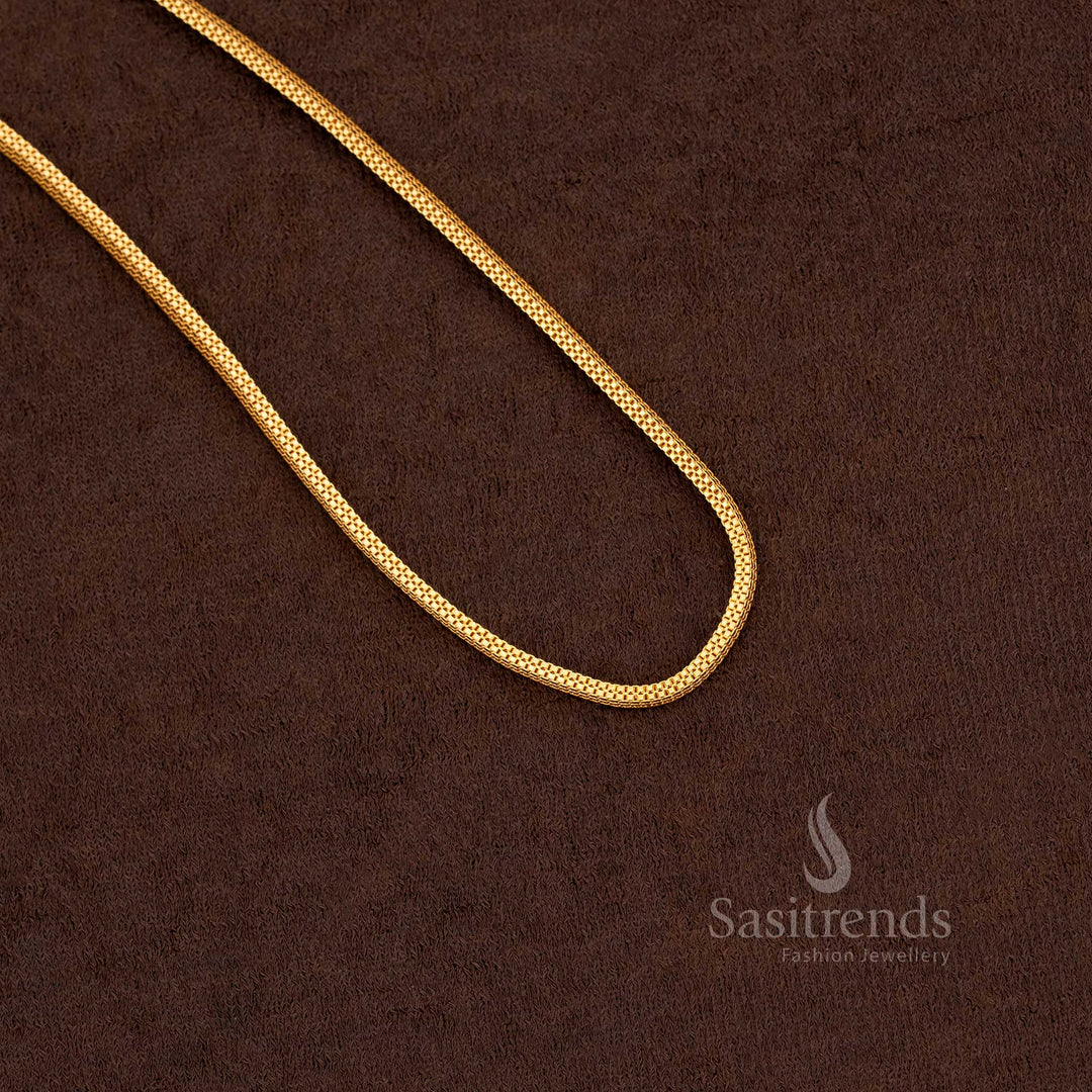 Traditional Micro Gold Plated Box Chain Thick Design With Real Gold Style Perfect For Religious And Festive Occasions - Sasitrends