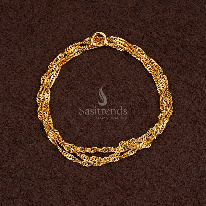 Guaranteed one gram micro gold plated thin 24 Inches twisted rope chain - Sasitrends
