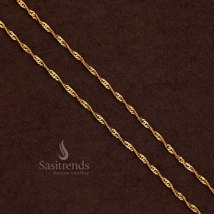 Elegant Traditional wear one gram micro gold plated thin 24 Inches twisted rope chain - Sasitrends
