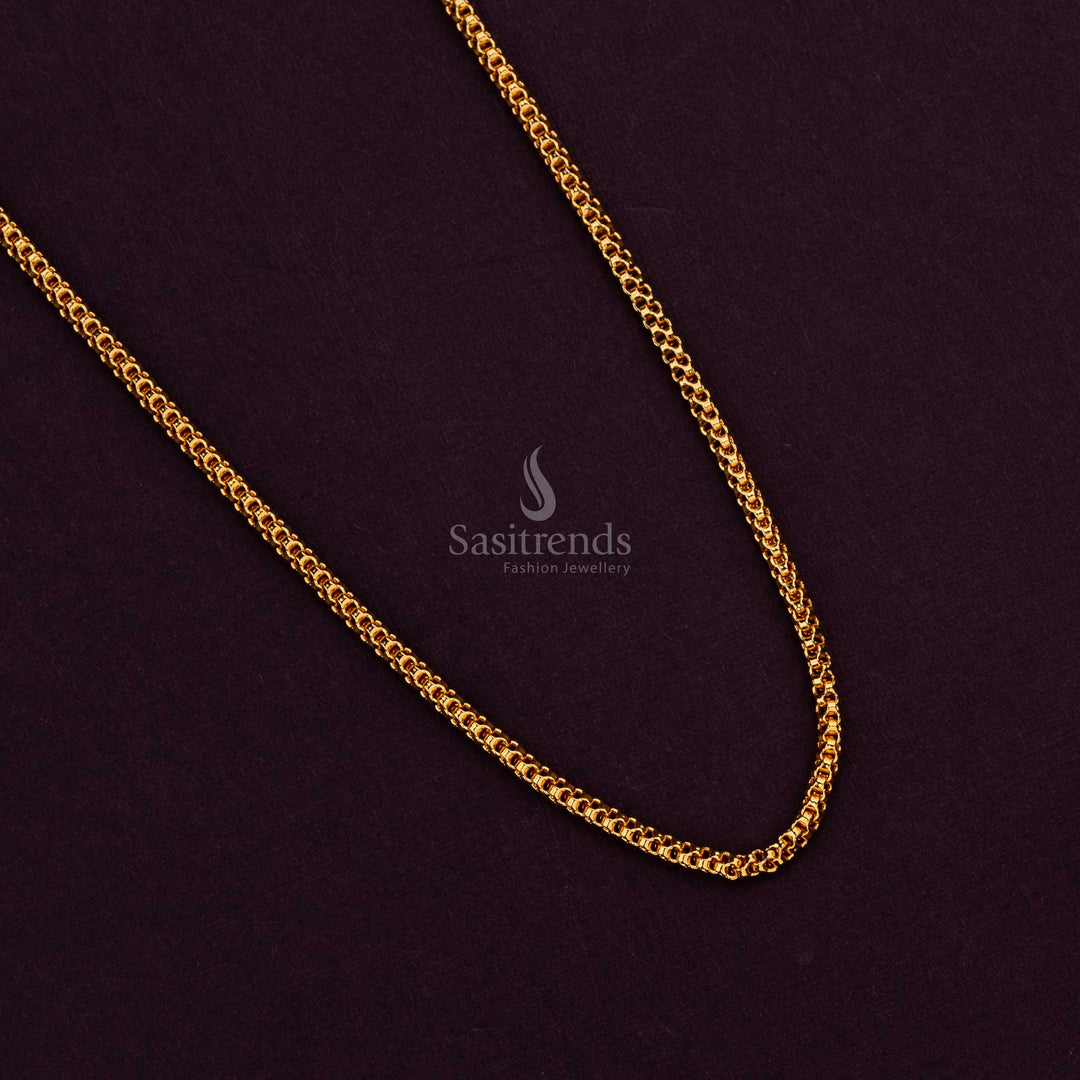 24 Carat Pure Gold Plated Chain with Textured Links & Secure S-Hook Clasp - Sasitrends