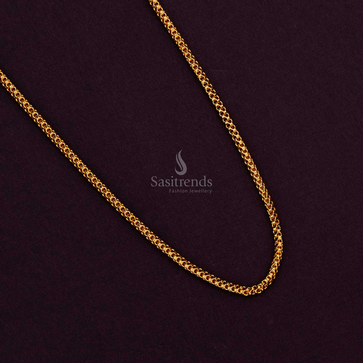 24 Carat Pure Gold Plated Chain with Textured Links & Secure S-Hook Clasp - Sasitrends