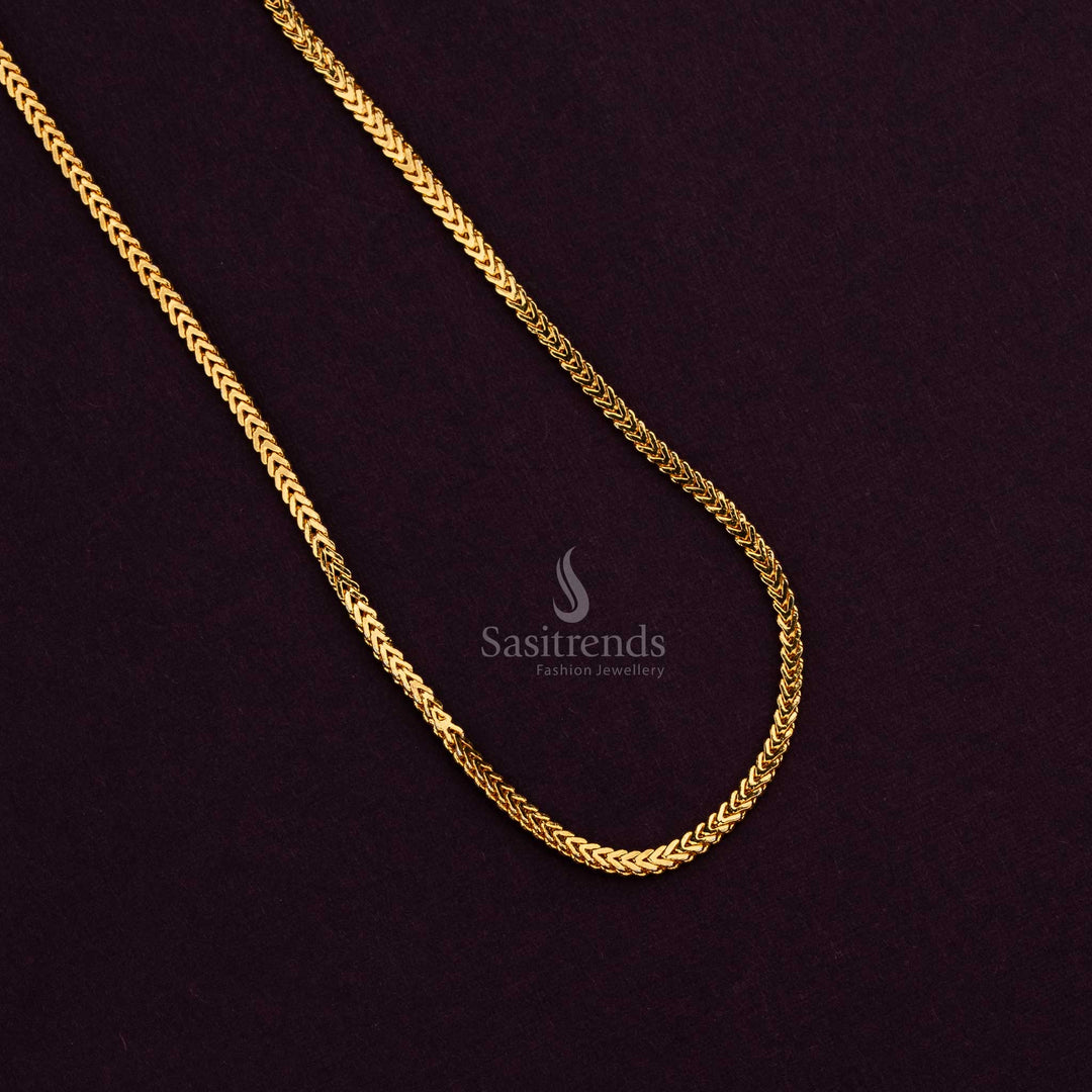 24 Carat Pure Gold Plated Chevron Pattern Chain with Elegant Finish - Sasitrends