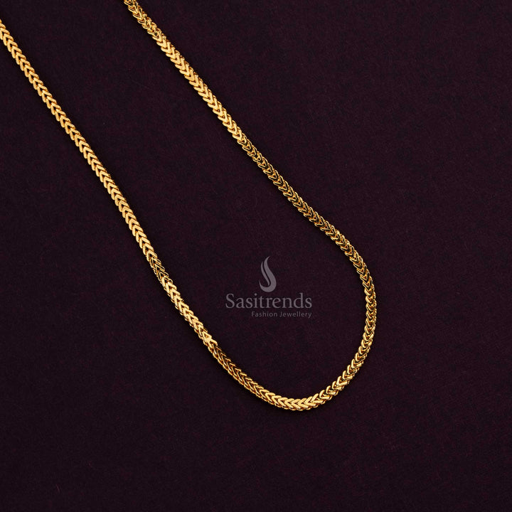 24 Carat Pure Gold Plated Chevron Pattern Chain with Elegant Finish - Sasitrends