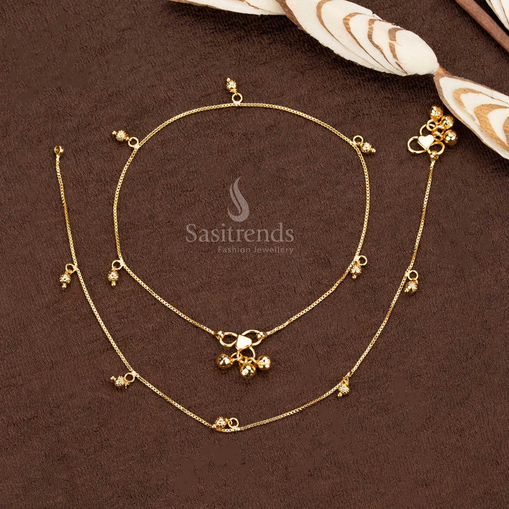 Amazing Micro Gold Plated Traditional Hanging Ball Design Anklet - Sasitrends