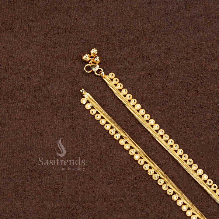 Ornate Payal Anklet With Micro Gold Finish Ball Hangings And Realistic Traditional Design Jewellery - Sasitrends