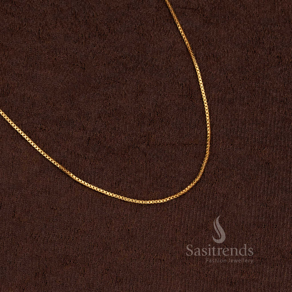 Opulent Grace Thin Micro Gold Plated Slim Link Chain – One Gram Jewellery with Refined Golden Brilliance for Festive Wear - Sasitrends