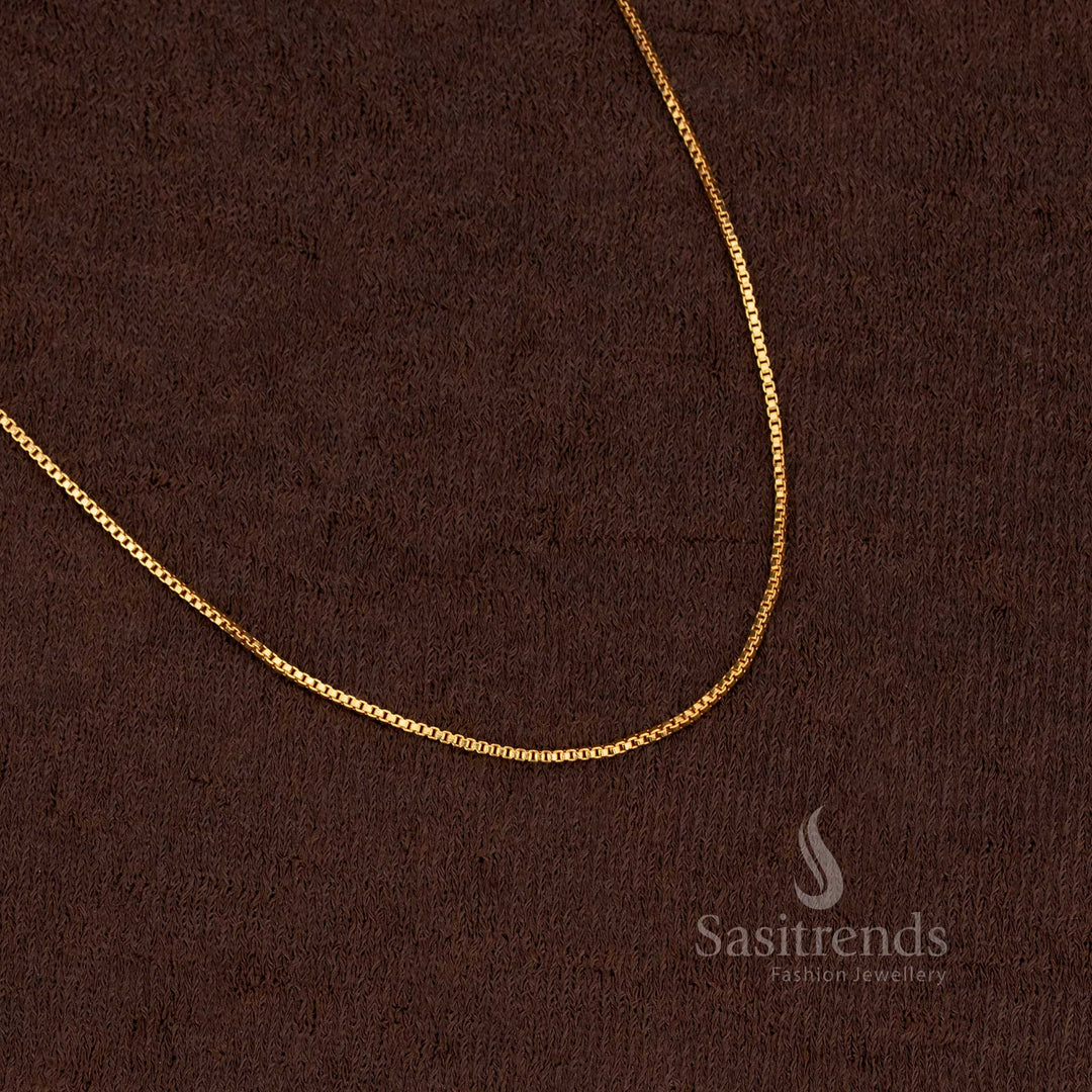 Opulent Grace Thin Micro Gold Plated Slim Link Chain – One Gram Jewellery with Refined Golden Brilliance for Festive Wear - Sasitrends