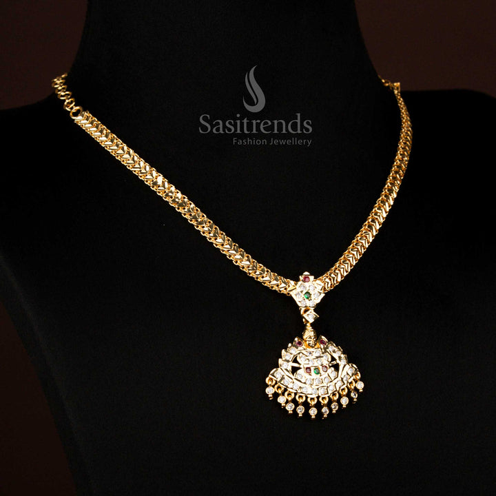 Radiant Traditional Impon Micro Gold Plated Multi-Color Attigai Necklace Featuring Handcrafted Luxurious Details for Weddings – Sasitrends