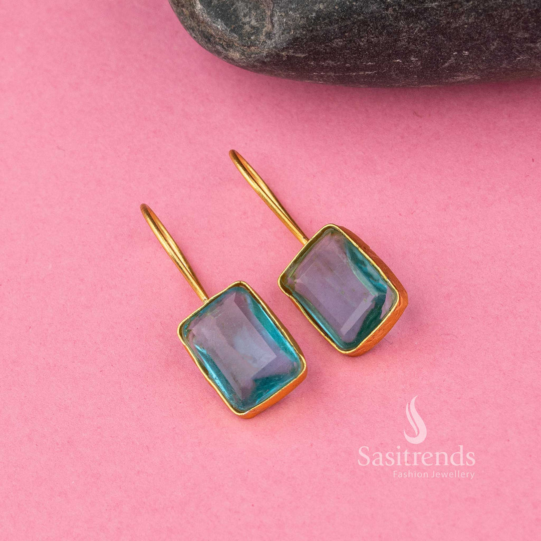 Attractive Blue Monalisa Stone Earrings Fish Hook Sasitrends Online