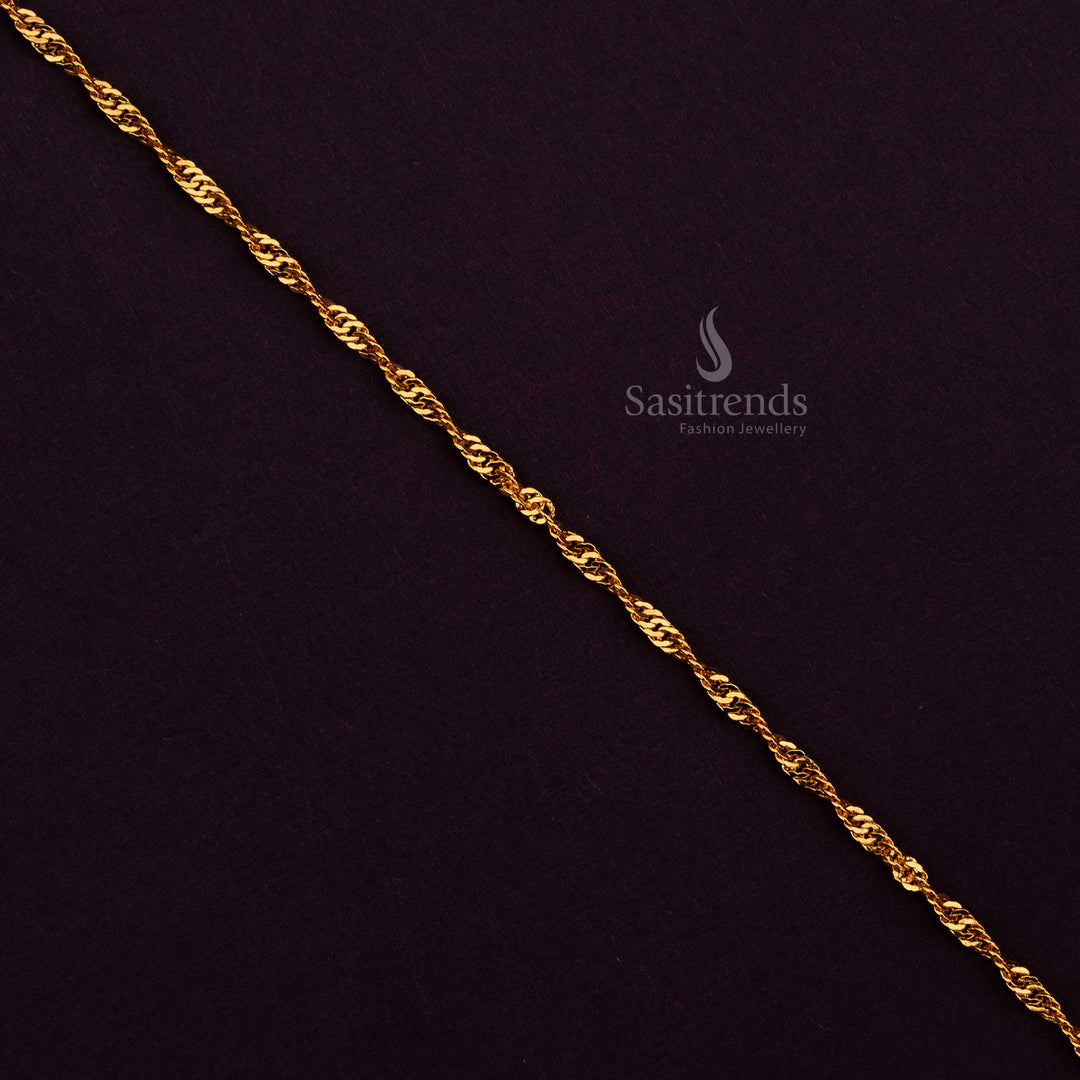 High-Quality Traditional Twisted Rope Chain for Saree Wear and Temple Wear – Micro Gold Plated – Sasitrends