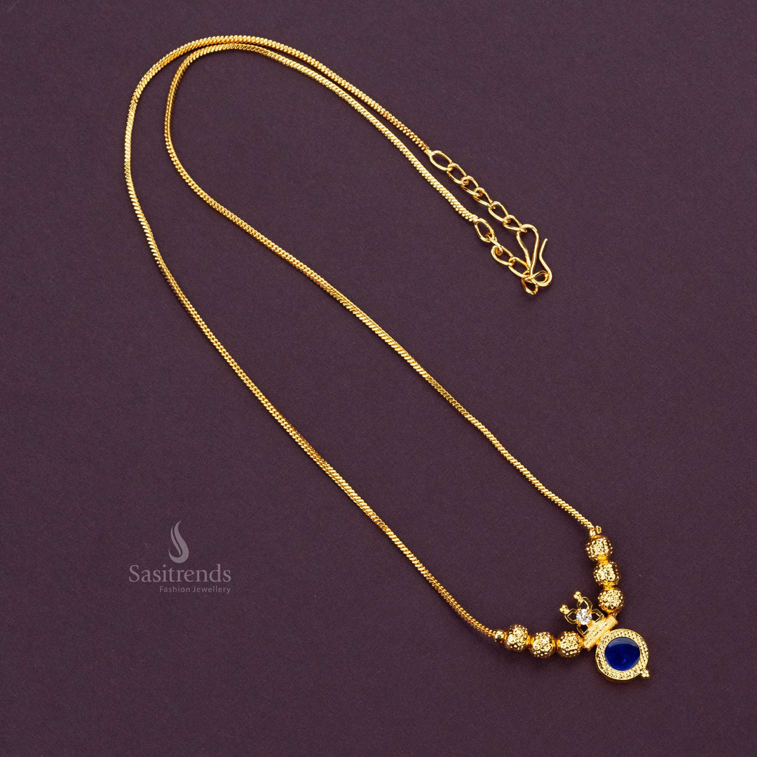 Blue Palakka Round Pendant Necklace - Traditional Kerala Style by Sasitrends