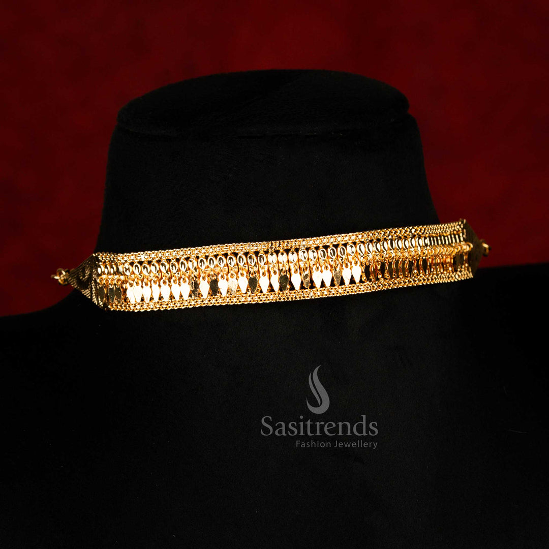 Elegant Kerala-style Elakka choker with micro gold plating and single thali design – heritage inspired minimalist jewellery for traditional looks – sasitrends