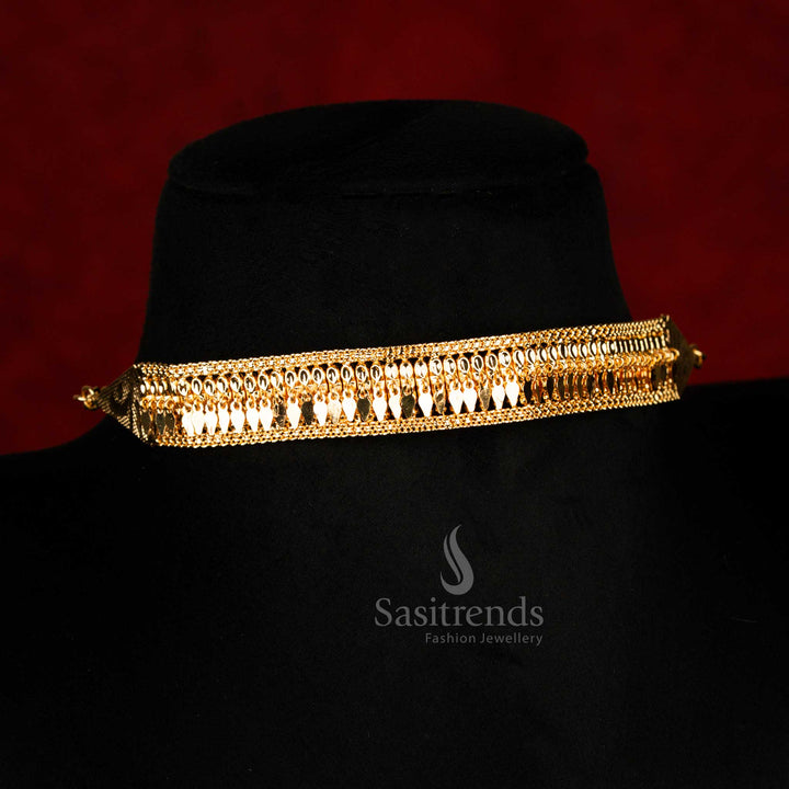 Elegant Kerala-style Elakka choker with micro gold plating and single thali design – heritage inspired minimalist jewellery for traditional looks – sasitrends