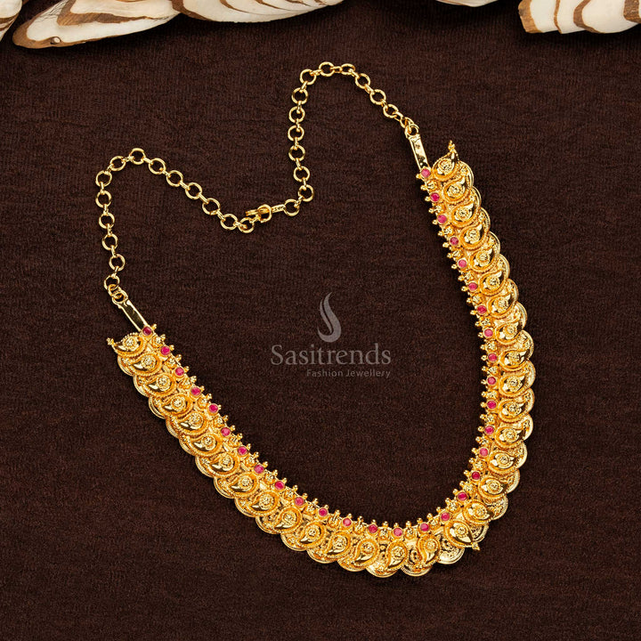 Guaranteed one gram micro gold plated lakshmi coin mango short necklace - Sasitrends
