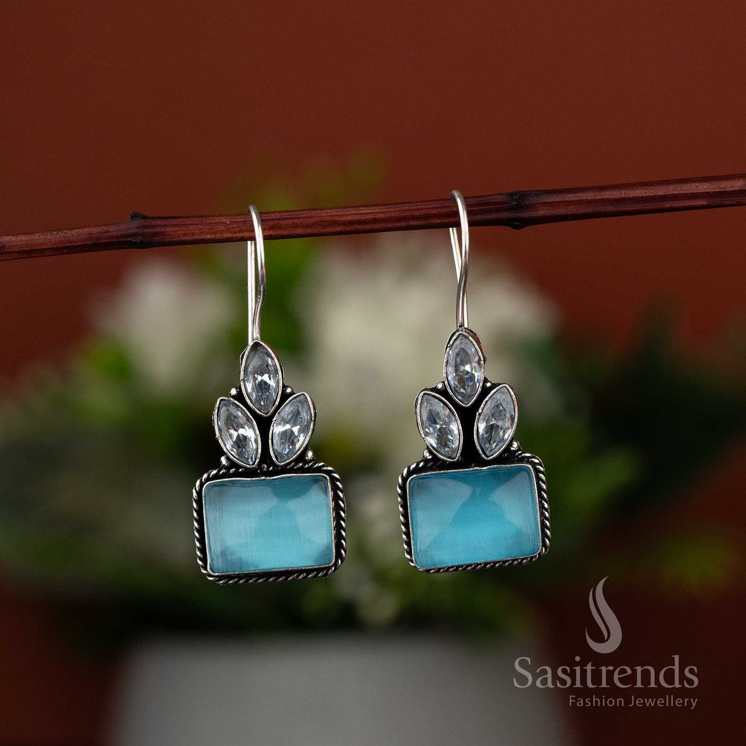 Latest cool sky blue Monalisa oxidised earrings, trending for festive seasons