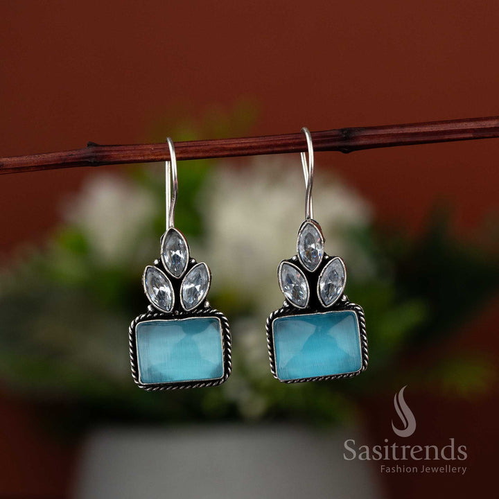 Latest cool sky blue Monalisa oxidised earrings, trending for festive seasons