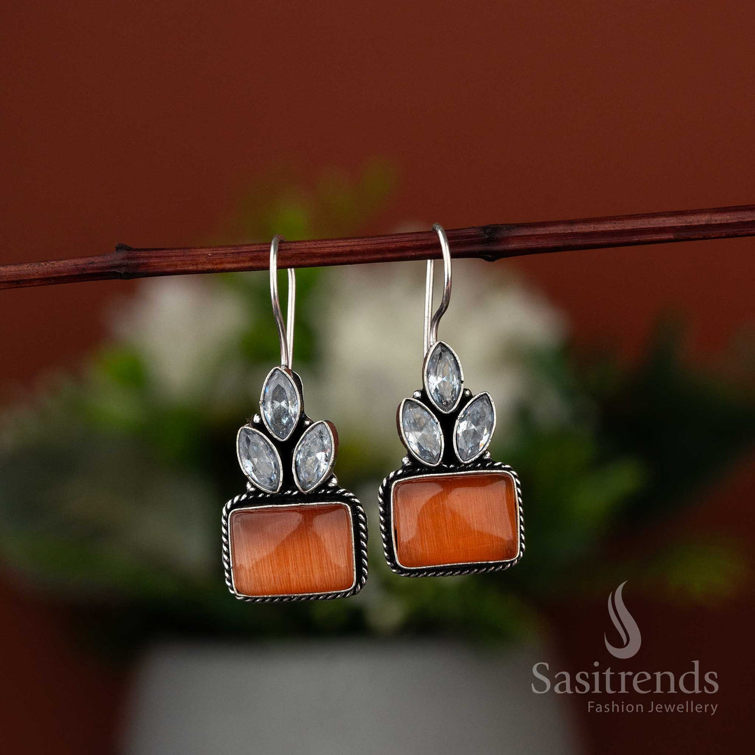Latest fashionable Peach Monalisa oxidised earrings, trending for colorful festive