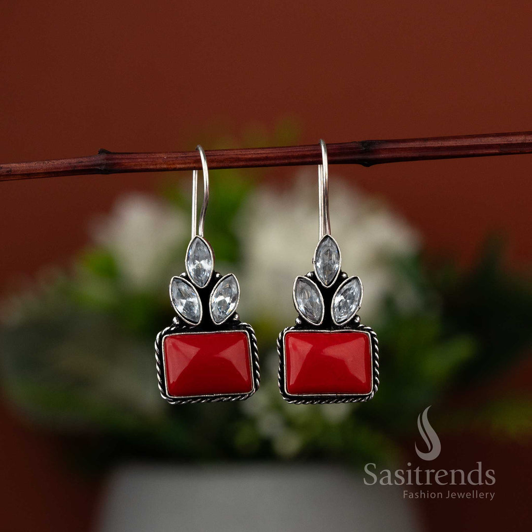 Latest radiant red Monalisa oxidised earrings, trending for Navarathiri and other special occasions