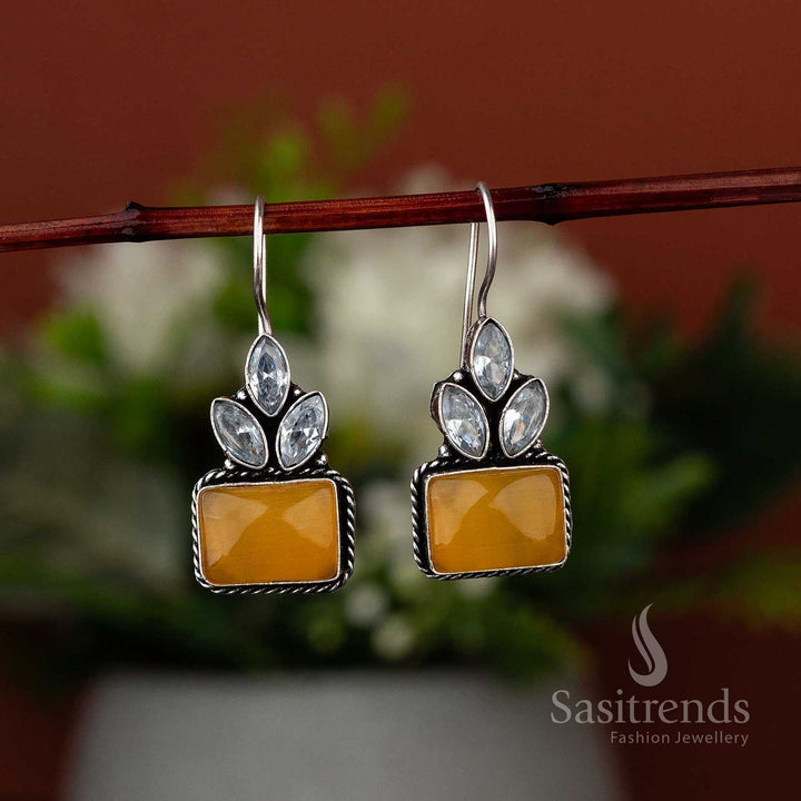 Latest yellow Monalisa oxidised earrings, trending for Navarathiri celebrations