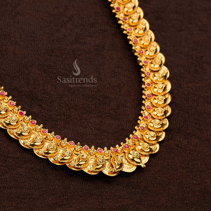 Guaranteed one gram micro gold plated lakshmi coin mango short necklace - Sasitrends