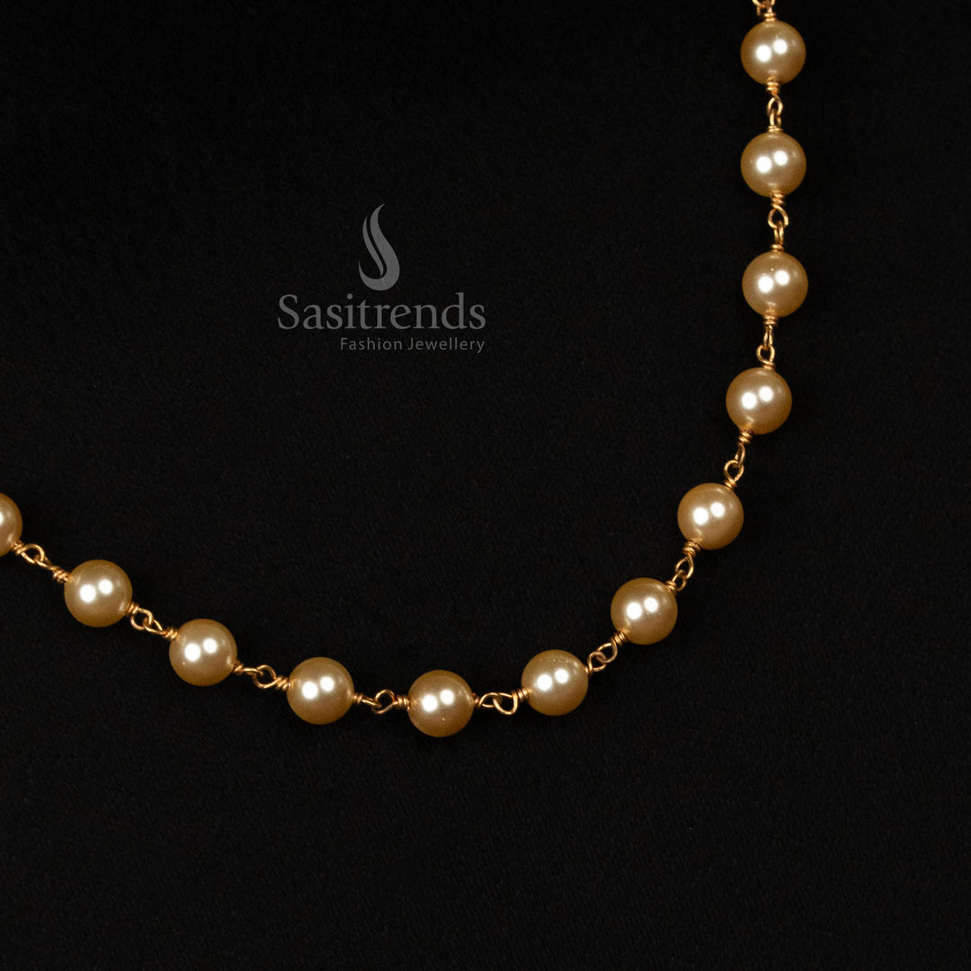 Elegant Festive Wear 5MM Pearl Mala with Micro Gold Plating - Sasitrends