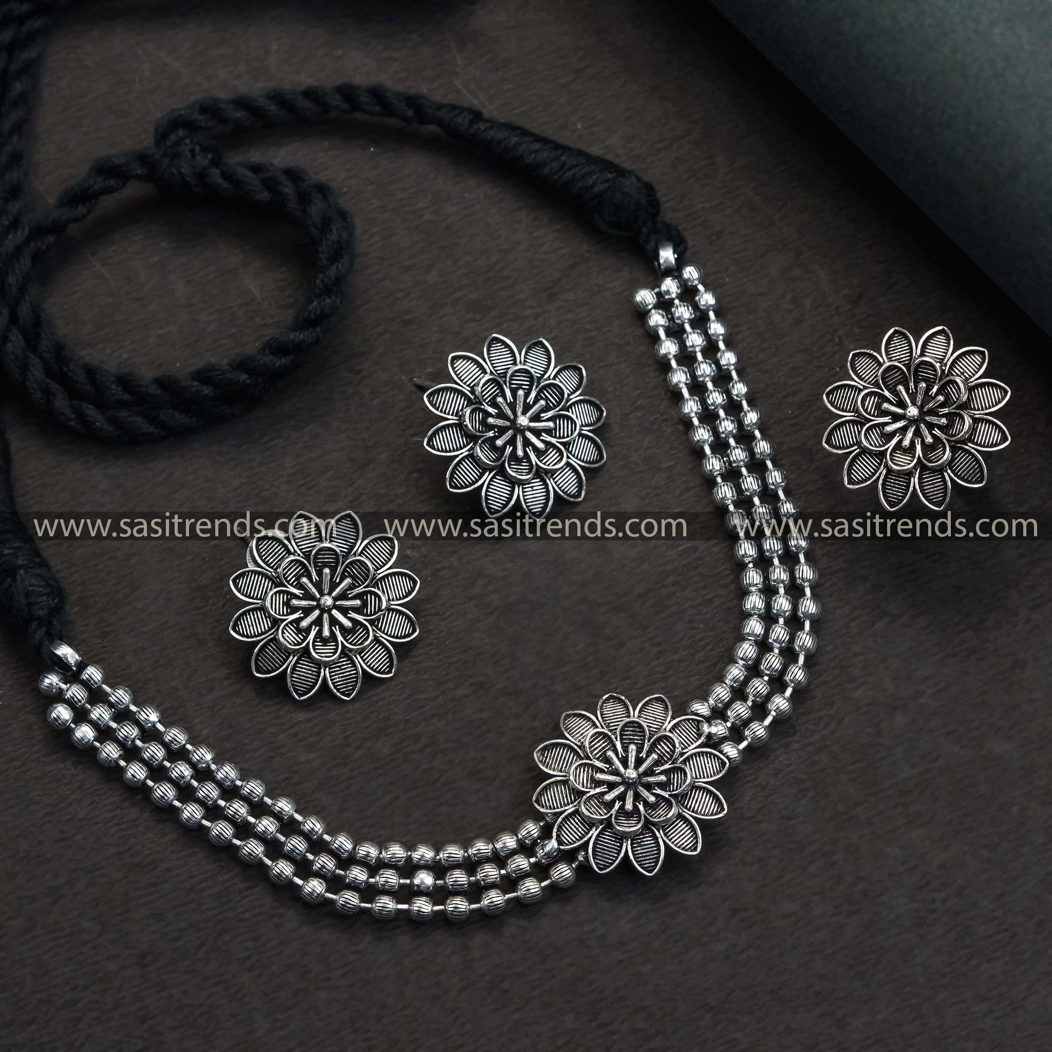 Sasitrends Latest Oxidised Kanta Choker Combo Jewellery Set for Women Girls