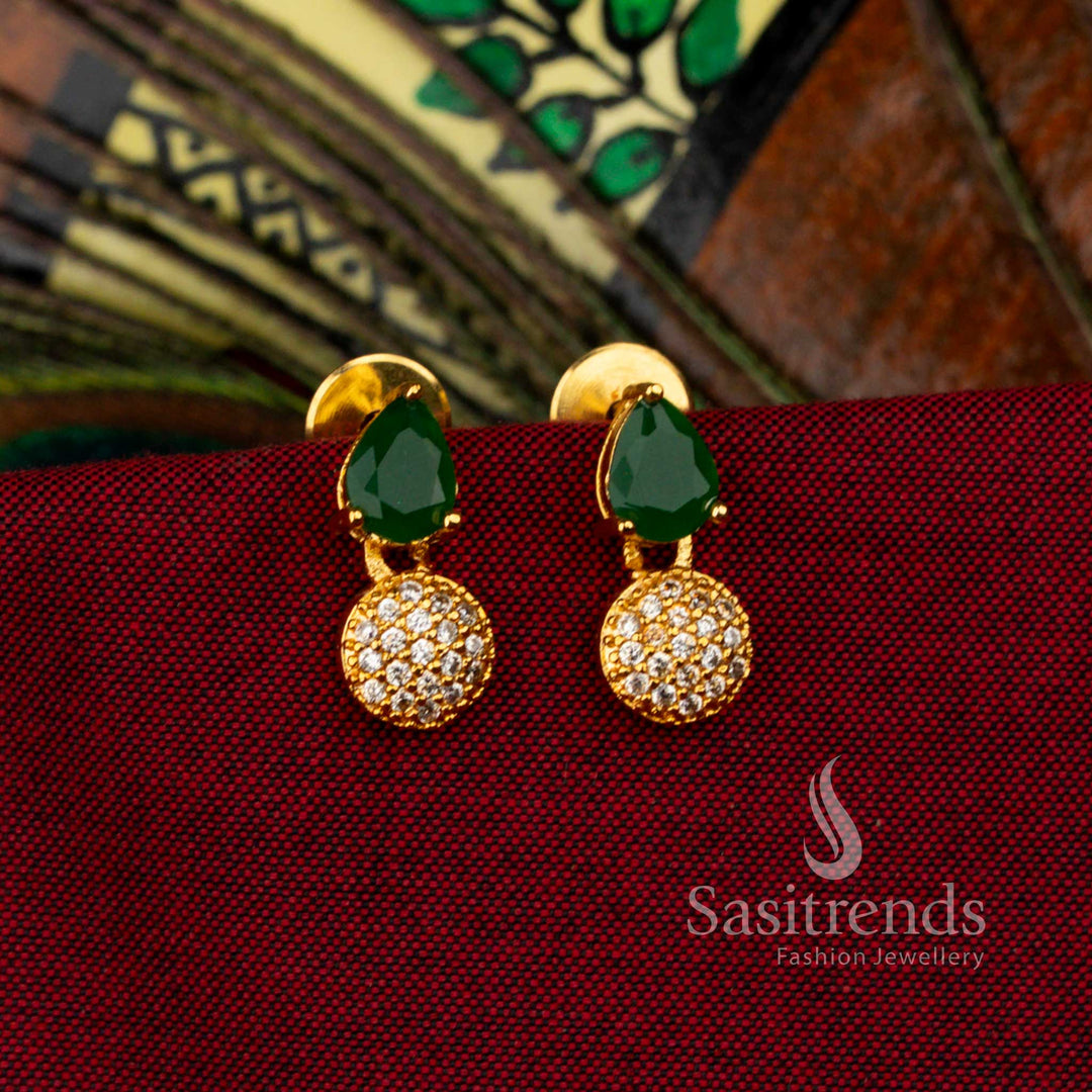 Party and festive wear micro gold plated teardrop stud earrings that look like real gold – sasitrends