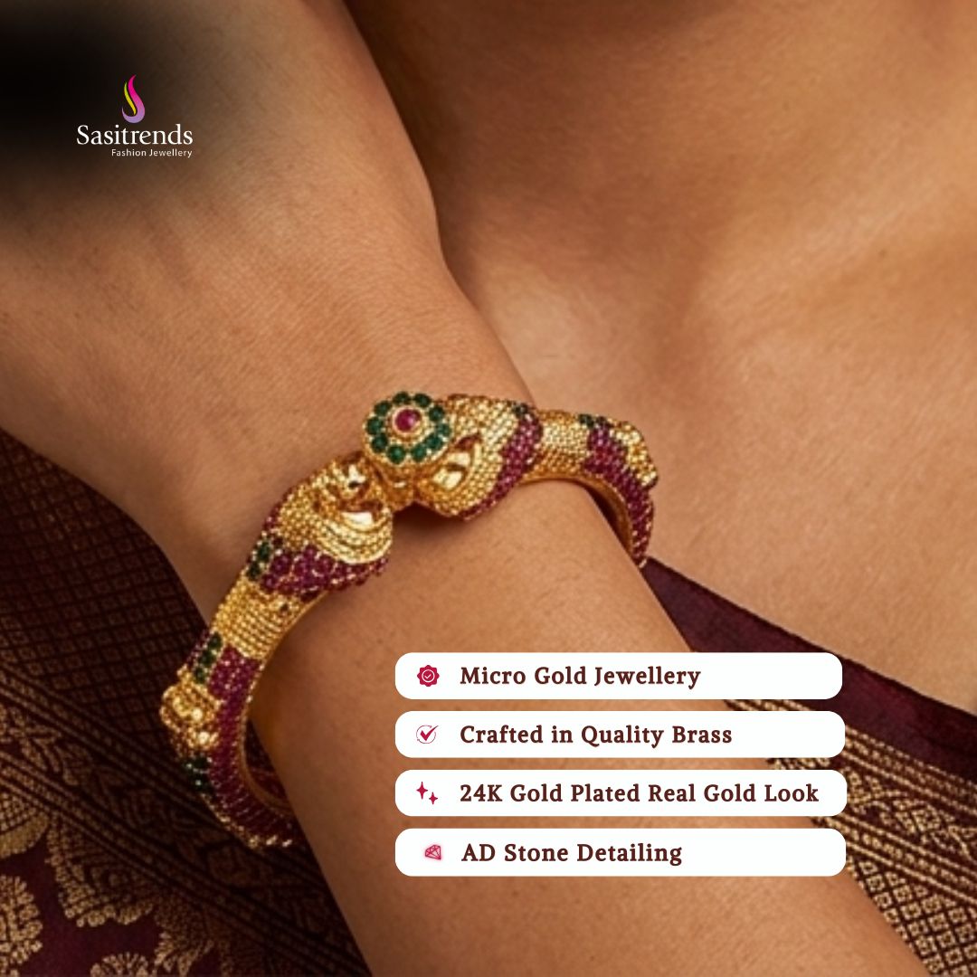 Guaranteed Micro gold plated AD stone bangles model image - Sasitrends