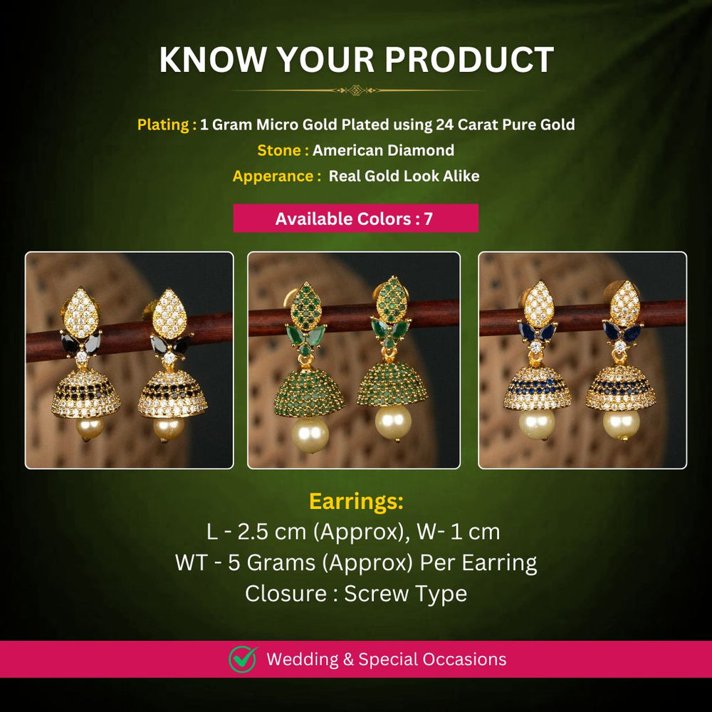 Micro Gold plated AD Earrings Measurement Image - Sasitrends
