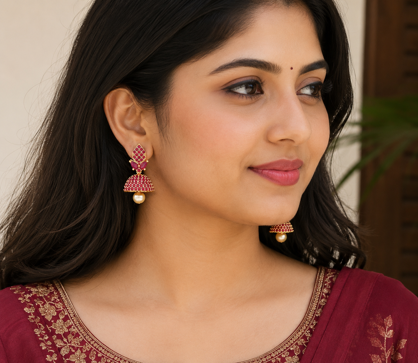 Party wear micro gold plated american diamond earrings model image - Sasitrends