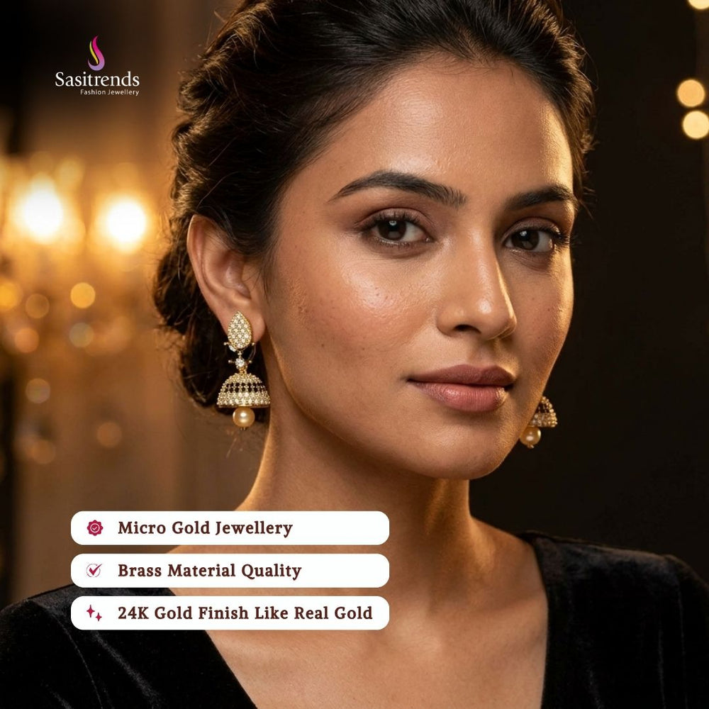 Elegant micro gold plated AD stone earrings - Sasitrends