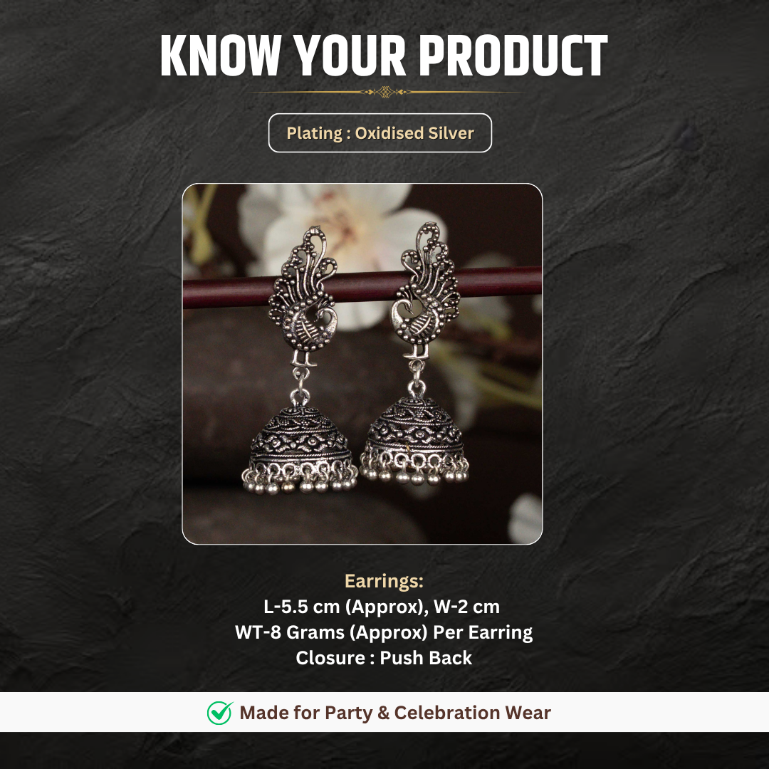 Oxidised earrings measurement image - Sasitrends