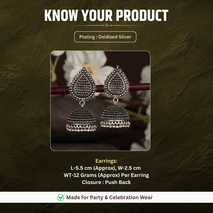 Oxidised earrings measurement image - Sasitrends