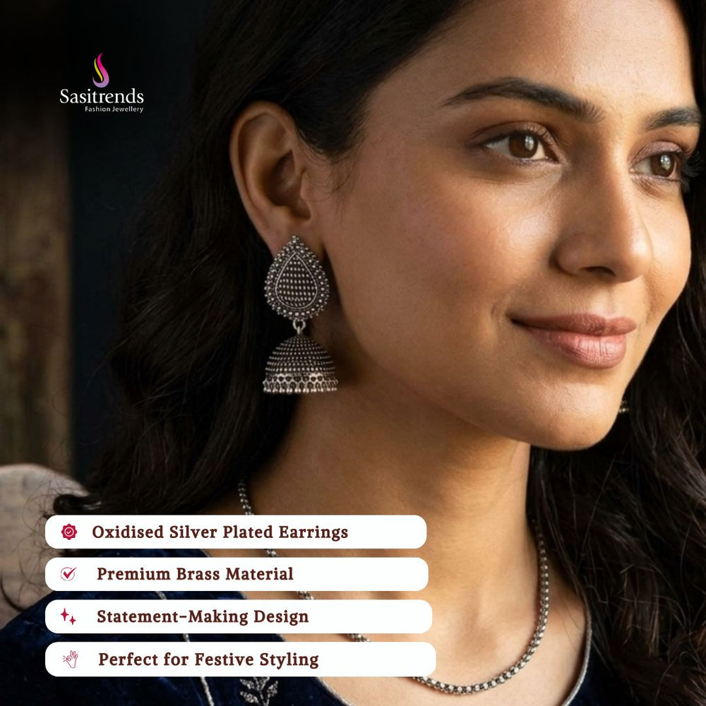 Oxidized Earrings Model Image - Sasitrends
